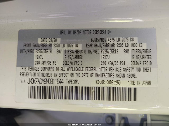 Mazda Cx-5 Grand Touring 2021 JM3KFADM9M0311644 Image 9