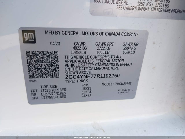 2GC4YNE77R1102250 Chevrolet Silverado 2500hd 4wd Standard Bed Lt