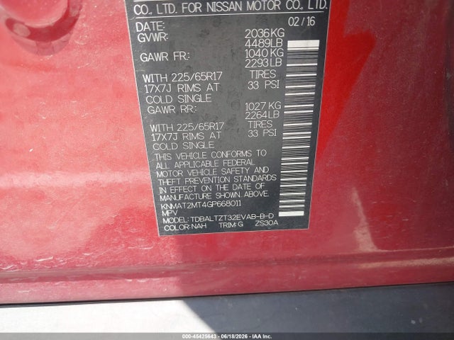 Nissan ROGUE SV 2016 KNMAT2MT4GP668011 Image 9
