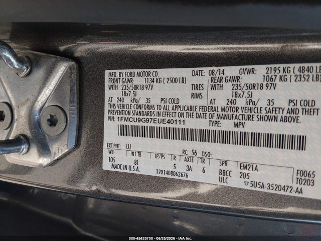 Ford ESCAPE SE 2014 1FMCU9G97EUE40111 Image 9