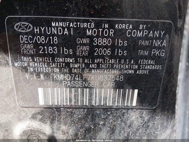 Hyundai ELANTRA SE 2019 KMHD74LF7KU837548 Image 9