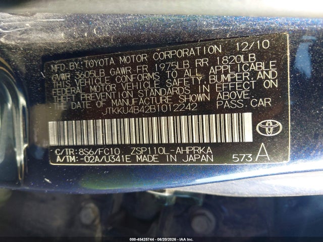 Aukcja sprzedaży 2011 Scion Xd, vin: JTKKU4B42B1012242, numer aukcji: 45425744