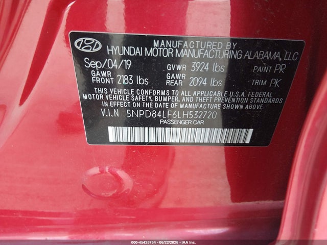 5NPD84LF6LH532720 Hyundai ELANTRA SEL