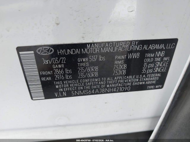 Hyundai Santa Fe Xrt 2022 5NMS64AJ8NH421090 Image 9