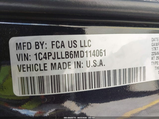 1C4PJLLB6MD114061 Jeep Cherokee Latitude Plus Fwd