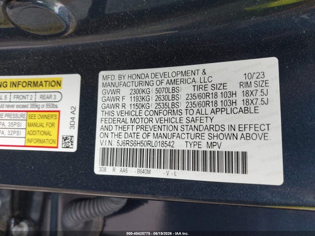 5J6RS6H50RL018542 Honda Cr-v Hybrid Sport