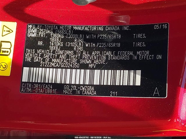 Lexus RX 350 2016 2T2ZZMCA7GC024350 Image 9