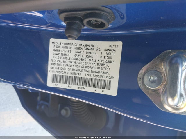 Honda Civic Lx 2018 2HGFC2F59JH549243 Image 9
