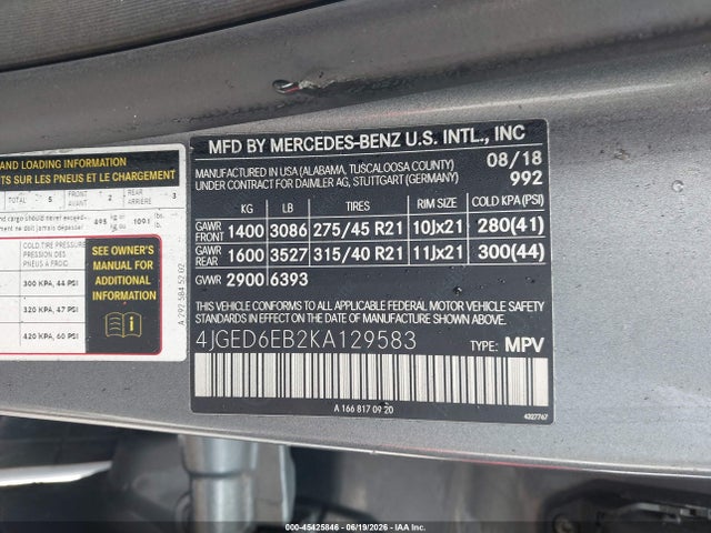Продаж на аукціоні авто 2019 Mercedes-benz Amg Gle 43 Coupe 4matic, vin: 4JGED6EB2KA129583, номер лоту: 45425846