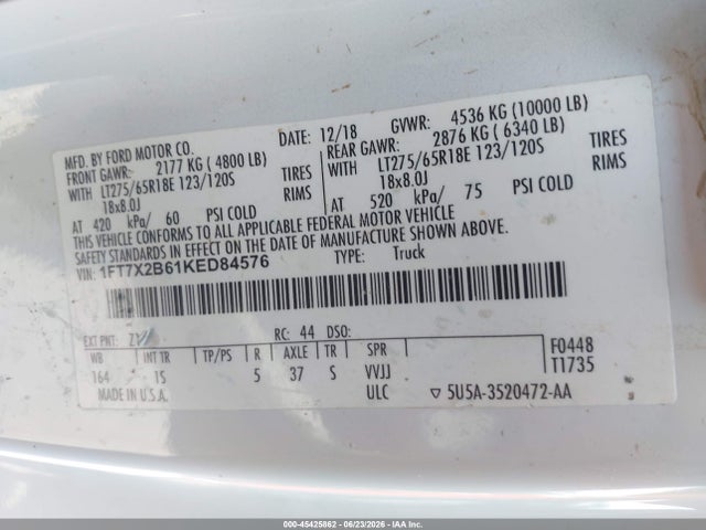 Ford F-250 Lariat/xl/xlt 2019 1FT7X2B61KED84576 Image 9