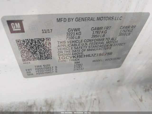 1GCVKREH6JZ198759 Chevrolet Silverado 1500 Lt