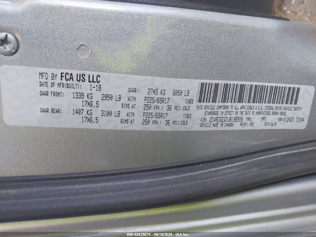 2C4RDGEG7JR195970 Dodge Grand Caravan Gt