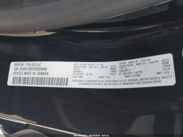 Aukcja sprzedaży 2026 Chrysler Pacifica Select, vin: 2C4RC1BG9TR228409, numer aukcji: 45425915