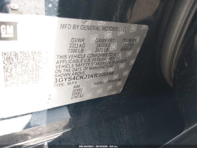 Aukcja sprzedaży 2019 Cadillac Escalade Premium Luxury, vin: 1GYS4CKJ1KR305598, numer aukcji: 45425941