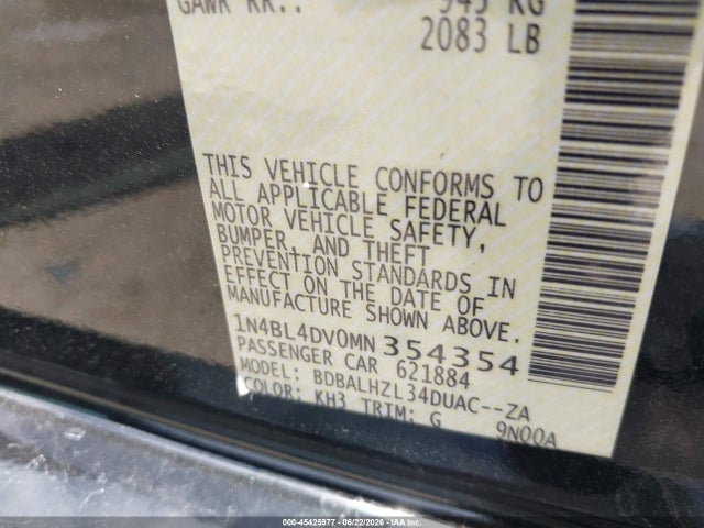 1N4BL4DV0MN354354 Nissan Altima Sv Fwd