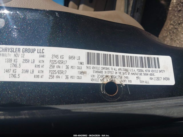 Продажа на аукционе авто 2013 Chrysler Town & Country Touring-l, vin: 2C4RC1CG1DR641750, номер лота: 45425982
