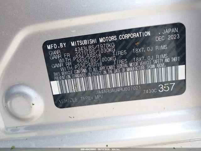 Продаж на аукціоні авто 2024 Mitsubishi Outlander Sport 2.0 Es Awc/2.0 Le Awc/2.0 Ralliart Awc/2.0 S Awc/2.0 Se Awc/2.0 Trail Edition Awc, vin: JA4ARUAU4RU007021, номер лоту: 45425985