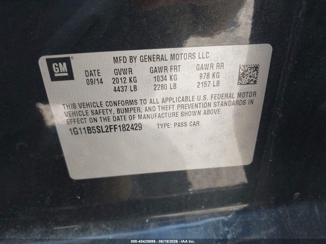 Chevrolet MALIBU LS 2015 1G11B5SL2FF182429 Image 9