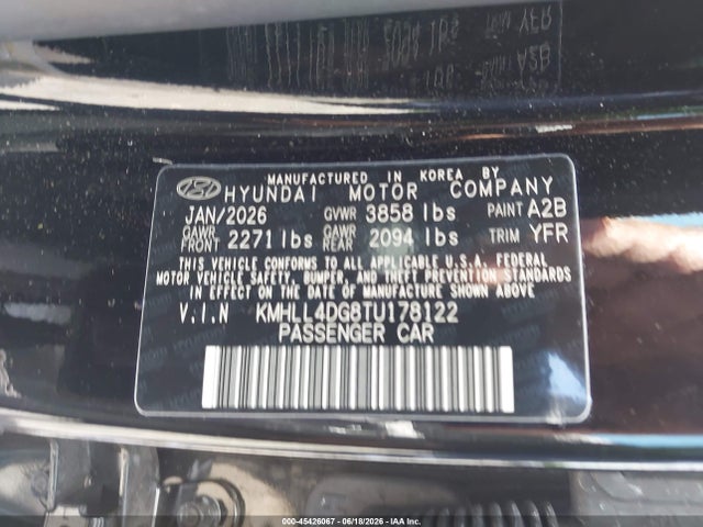 Aukcja sprzedaży 2026 Hyundai Elantra Se, vin: KMHLL4DG8TU178122, numer aukcji: 45426067