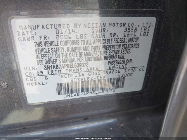3N1AB7AP9EL639073 Nissan SENTRA SR