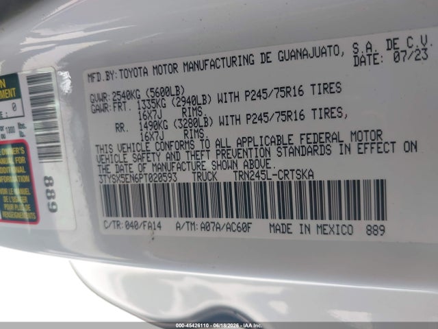 3TYSX5EN6PT020593 Toyota Tacoma Sr