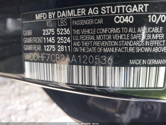 2010 Mercedes-benz E 550 მანქანა იყიდება აუქციონზე, vin: WDDHF7CB2AA120536, აუქციონის ნომერი: 45426157