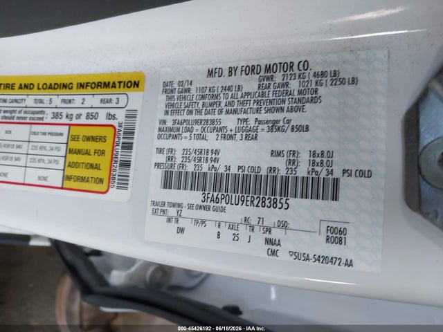 Ford Fusion Hybrid Se 2014 3FA6P0LU9ER283855 Image 9