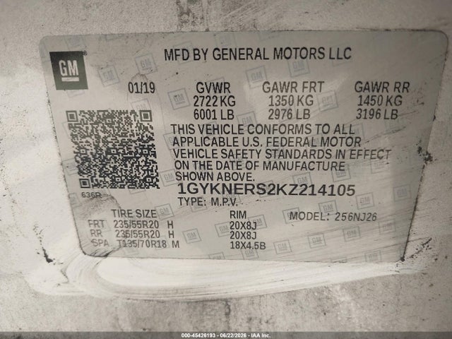 Aukcja sprzedaży 2019 Cadillac Xt5 Premium Luxury, vin: 1GYKNERS2KZ214105, numer aukcji: 45426193