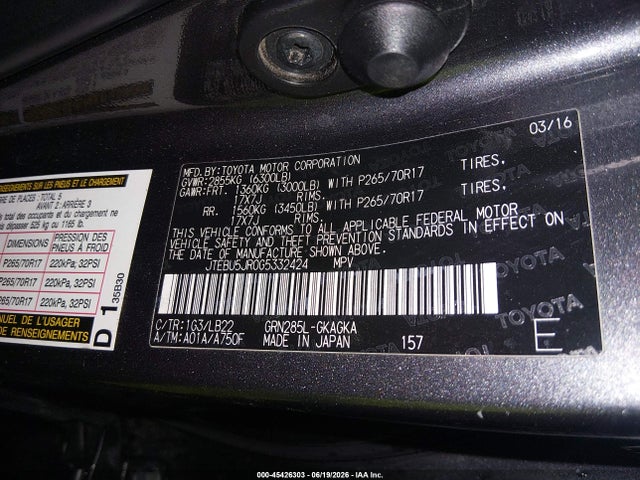 JTEBU5JR0G5332424 Toyota 4runner Sr5 Premium