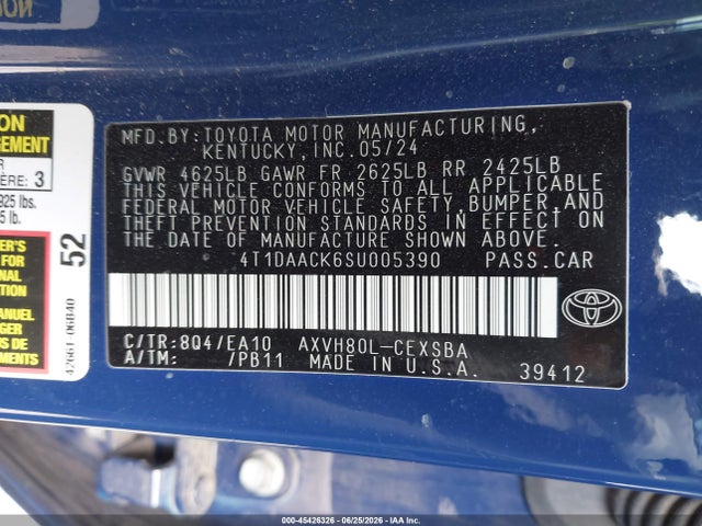Продажа на аукционе авто 2025 Toyota Camry Se, vin: 4T1DAACK6SU005390, номер лота: 45426326