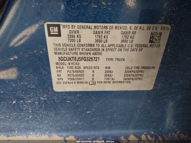 3GCUKTEJ5FG326721 Chevrolet Silverado 1500 High Country