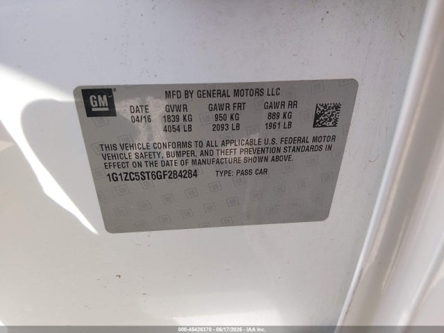 1G1ZC5ST6GF284284 Chevrolet Malibu 1fl