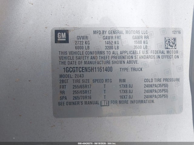 1GCGTCEN5H1161400 Chevrolet Colorado 4wd Lt