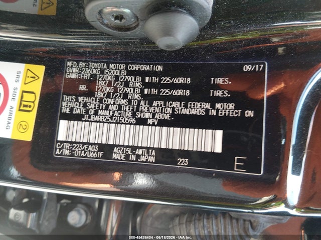 Aukcja sprzedaży 2018 Lexus Nx 300, vin: JTJBARBZ5J2150596, numer aukcji: 45426404