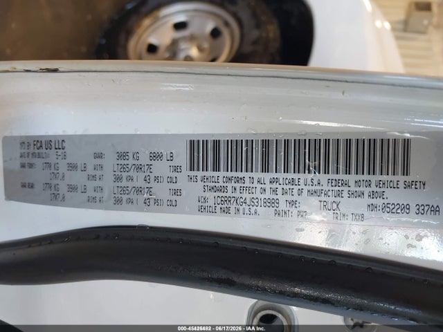 Aukcja sprzedaży 2018 Ram 1500, vin: 1C6RR7KG4JS318989, numer aukcji: 45426482