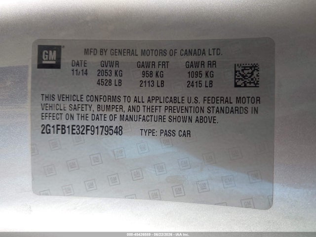 Chevrolet Camaro 2ls 2015 2G1FB1E32F9179548 Image 9