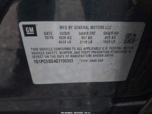 1G1PC5SG4G7195303 Chevrolet Cruze Limited Ls Auto