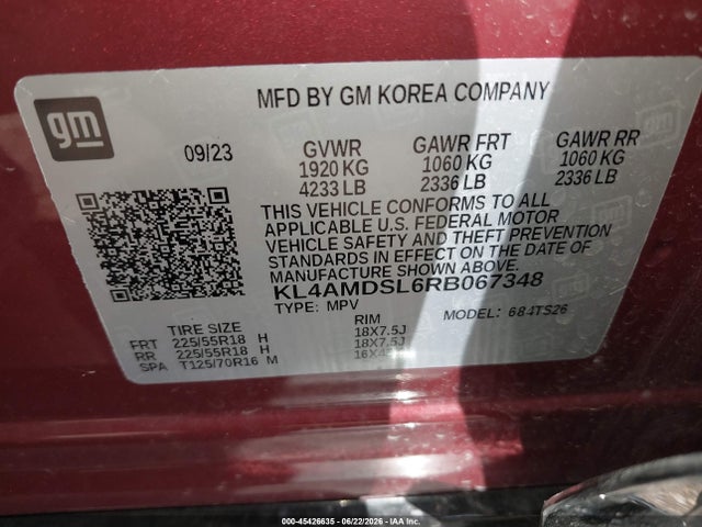 Aukcja sprzedaży 2024 Buick Encore Gx Sport Touring Fwd, vin: KL4AMDSL6RB067348, numer aukcji: 45426635