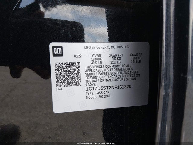 Aukcja sprzedaży 2022 Chevrolet Malibu Fwd Lt, vin: 1G1ZD5ST2NF161320, numer aukcji: 45426659