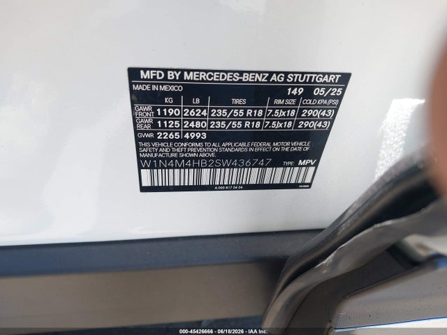 Продаж на аукціоні авто 2025 Mercedes-benz Glb 250 4matic, vin: W1N4M4HB2SW436747, номер лоту: 45426666