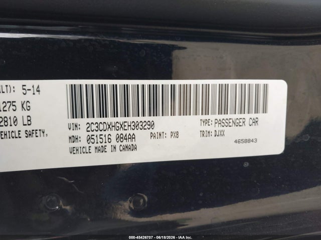 2C3CDXHGXEH303290 Dodge Charger Sxt 100th Anniversary
