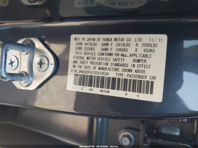 Продажа на аукционе авто 2012 Acura Tsx 2.4, vin: JH4CU2F47CC010534, номер лота: 45426739