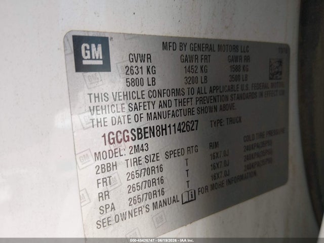 1GCGSBEN8H1142627 Chevrolet Colorado Wt