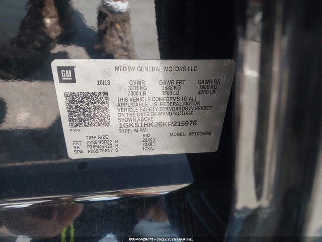 Продаж на аукціоні авто 2019 Gmc Yukon Xl Denali, vin: 1GKS1HKJ6KR215976, номер лоту: 45426773