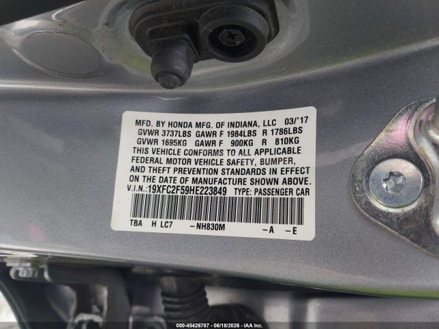 Honda Civic Lx 2017 19XFC2F59HE223849 Image 9
