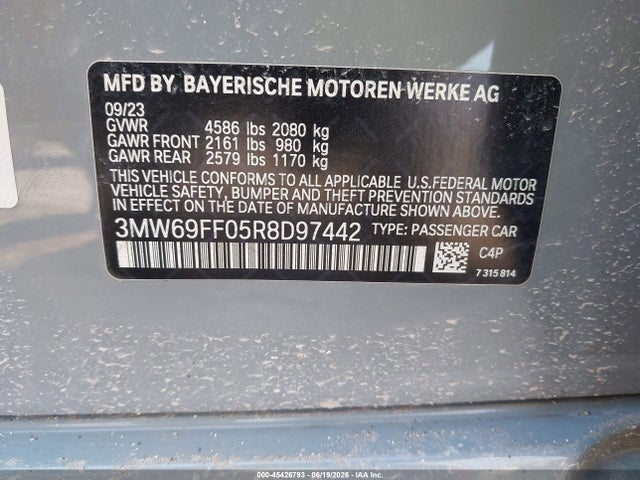 Продаж на аукціоні авто 2024 Bmw 330i, vin: 3MW69FF05R8D97442, номер лоту: 45426793