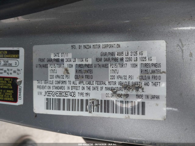 Aukcja sprzedaży 2011 Mazda Cx-7 I Sv, vin: JM3ER2A53B0397408, numer aukcji: 45426798