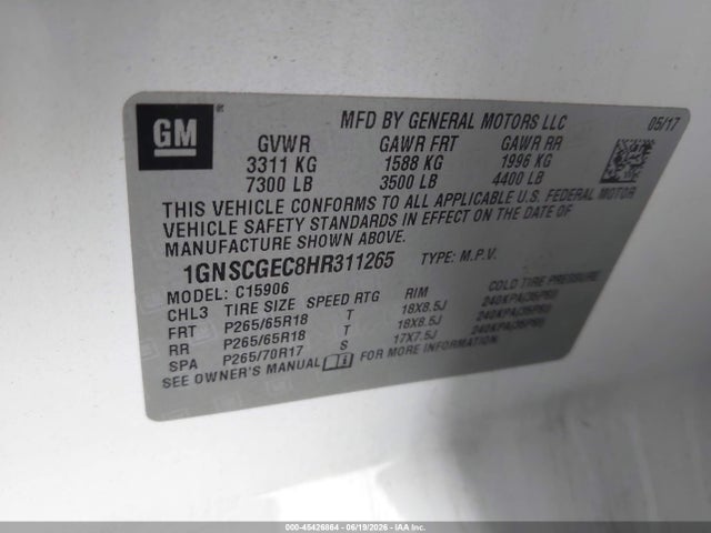 1GNSCGEC8HR311265 Chevrolet Suburban Ls