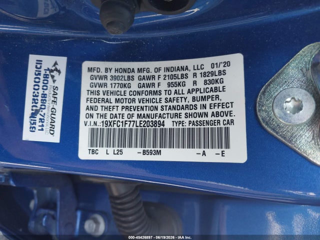19XFC1F77LE203894 Honda Civic Ex-l