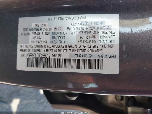 45426959 :رقم المزاد ، JM3ER29L090236012 vin ، 2009 Mazda Cx-7 Sport مزاد بيع